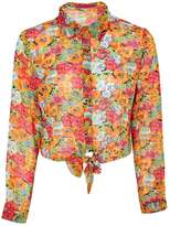 Thumbnail for your product : boohoo Sacha Floral Print Tie Front Shirt