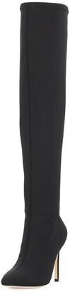 Halston Dani Pointed-Toe Over-the-Knee Boot, Black