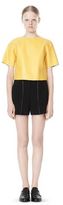 Thumbnail for your product : Alexander Wang Raw Edge Short Sleeve Cropped Leather Top