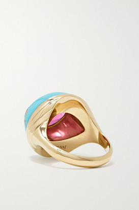 Retrouvaí Lollipop 14-karat Gold, Turquoise And Rubellite Ring