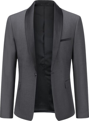 YOUTHUP Blazer Homme Slim Fit Formel Avec Deux Boutons Classqiue Veste Couleur Unie Mariage D'affaires Bal, Bleu Royal, XS