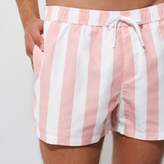 Thumbnail for your product : River Island Mens Pink stripe swim shorts