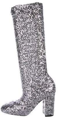 Dolce & Gabbana Stretch Sequined Boots w/ Tags