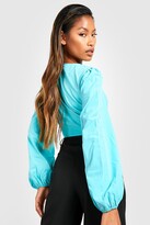 Thumbnail for your product : boohoo Puff Sleeve Pointed Hem Corset