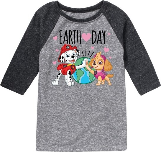 Paw Patrol PawPatrolEarthDayHeartRaglanGraphicT-Shirt-AthleticHeather/HeatherBlack-4T