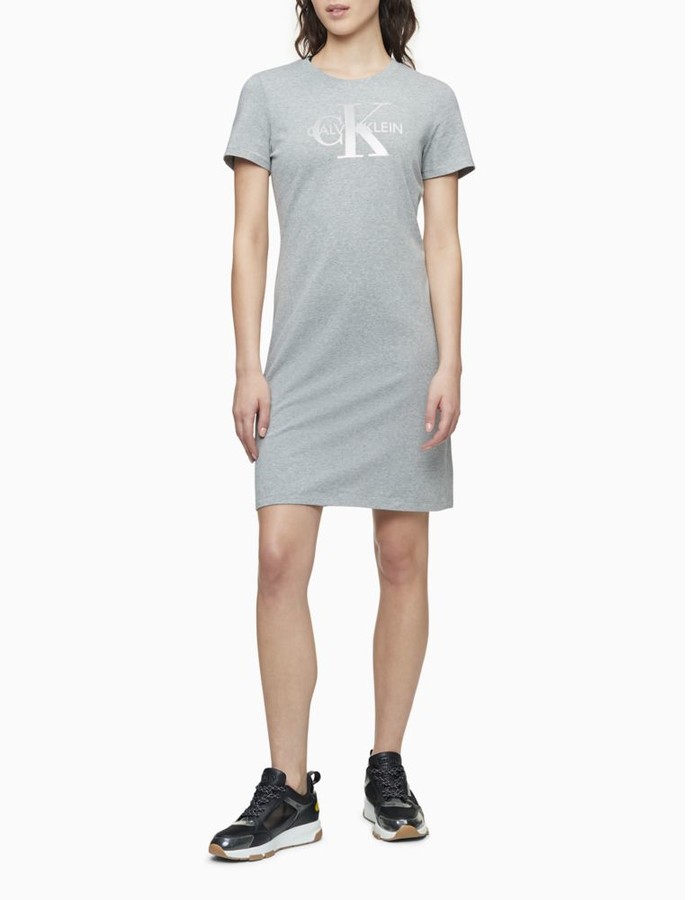 Calvin Klein Metallic Monogram Logo T-Shirt Dress - ShopStyle