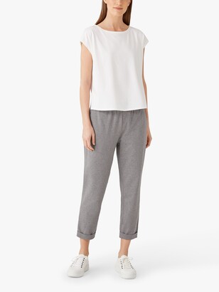 Eileen Fisher Organic Cotton Blend Slim Cropped Trousers, Moon