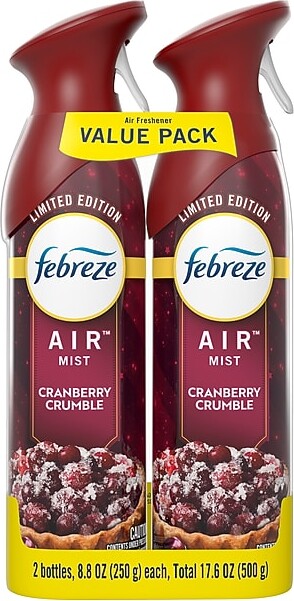 Febreze AIR Aerosol Air Freshener, Cranberry Crumble Scent, 8.8 Fl. Oz., 2/Pack (03207)