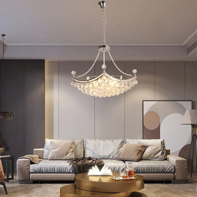 Rosdorf Park Modern Crystal Chandelier 6-Light Luxury Pendant Crystal Ceiling Light Fixture