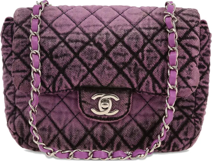 Chanel Pre Owned Diamond-Quilted Denim Cross Body Bag