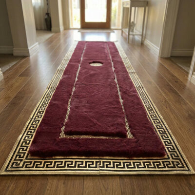 Everly Quinn Plush Runner Rug Gold Accent Detailing, Ultra-Soft Texture, Non-Slip Backing, Custom Sizes Available