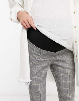 New Look Maternity check trouser in grey