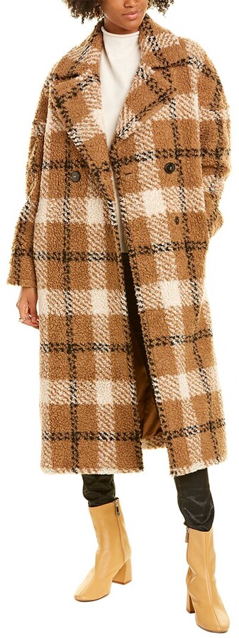 plaid wool blend coat