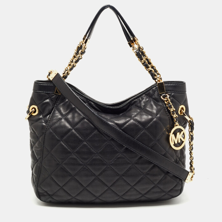 MICHAEL Michael Kors Black Quilted Leather Susannah Hobo - ShopStyle ...