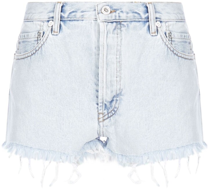 OffWhite Frayed Denim Shorts ShopStyle
