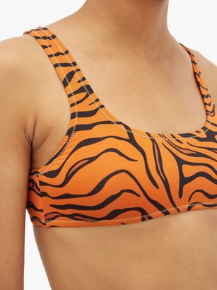 Reina Olga Rocky Tiger-print Scoop-neck Bikini Top - Orange Print