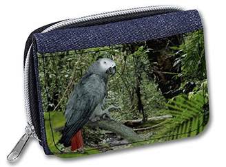 Advanta - Denim Wallet African Grey Parrot Girls/Ladies Purse AB-PA76JW Credit Card Case, 13 cm, Denim Blue