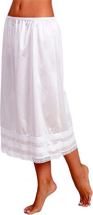 CHOSERL Half Slips for Women Underskirt Dress Extender Lace Trim Calf  Length Long Skirt (White - ShopStyle Lingerie & Nightwear
