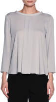 Thumbnail for your product : Giorgio Armani Bracelet-Sleeve Rolled-Collar Blouse, Light Gray