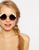 Thumbnail for your product : ASOS Embellished Floral Round Sunglasses