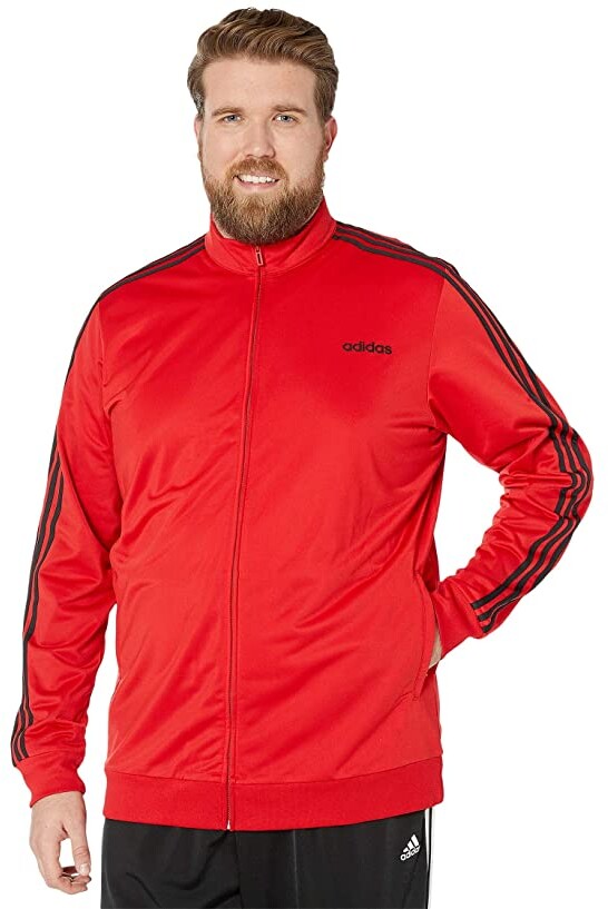 black adidas track jacket with red stripes