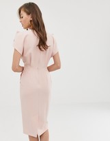 Thumbnail for your product : ASOS DESIGN split cap sleeve midi pencil dress with buckle