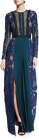Thumbnail for your product : Self-Portrait Thea Lace-Paneled Long-Sleeve Maxi Dress