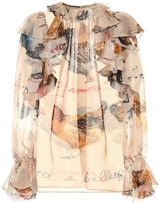 Dolce & Gabbana Hen print silk blouse