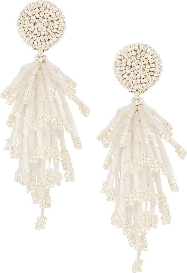 Oscar de la Renta Women's Goldtone & Mixed-Media Beaded Tassel Clip-On Earrings - Ivory