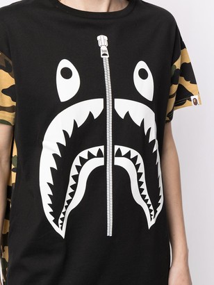A Bathing Ape camouflage shark T-shirt dress