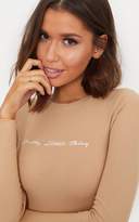 Thumbnail for your product : PrettyLittleThing Stone Embroidered Ribbed Bodycon Dress