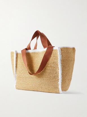 Marni Sillo Medium Webbing-trimmed Embroidered Raffia Tote