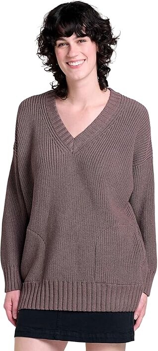 Toad&Co Butte Oversized Sweater Women's Sweater Mushroom : LG, Cotton/Wool