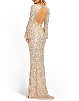 Thumbnail for your product : Mac Duggal Long Bell-Sleeve Sequin Column Gown