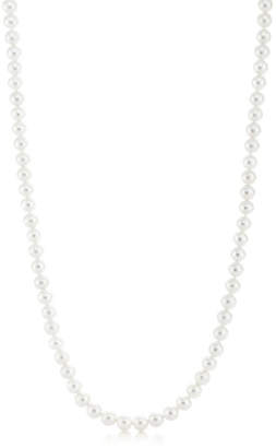 Tiffany & Co. Ziegfeld Collection pearl necklace with a silver clasp and decorative tag.