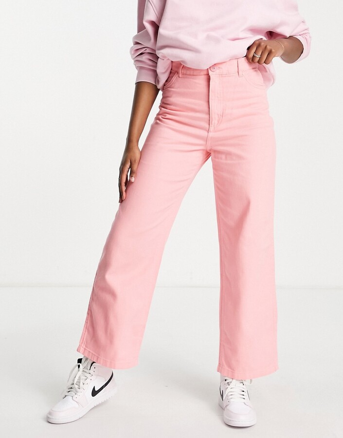 Monki wide leg trousers in light pink - ShopStyle