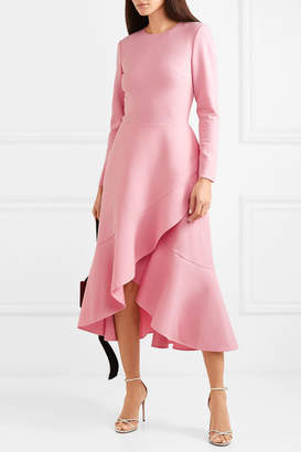 Oscar de la Renta Asymmetric Wool-blend Midi Dress - Pink