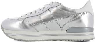 Hogan Silver Leather Sneakers