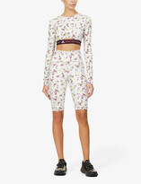 Thumbnail for your product : adidas by Stella McCartney Floral-print stretch-jersey crop top