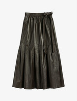 Thumbnail for your product : Ted Baker Talker pleated leather midi skirt