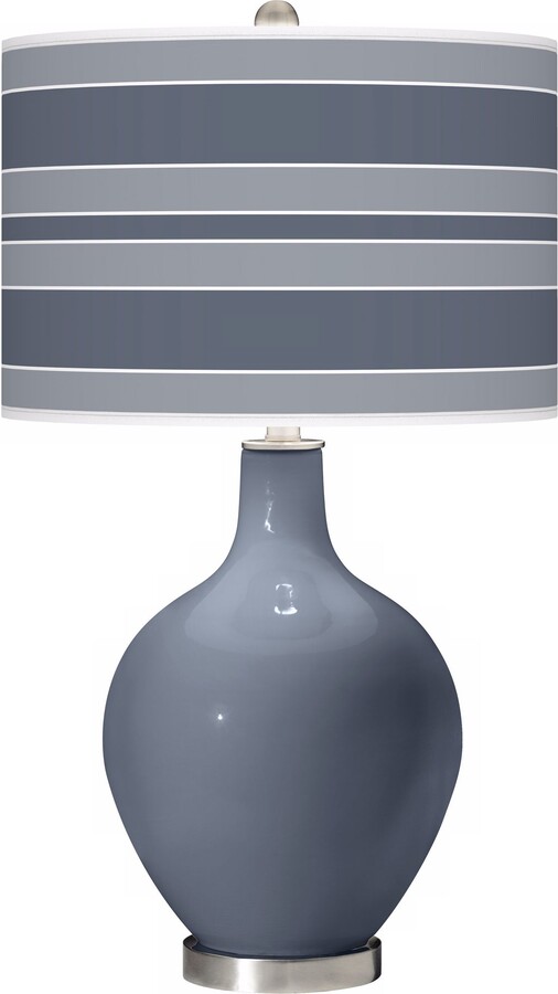 Color Plus Ovo 28 1/2" Bold Stripe Shade Granite Peak Gray Table Lamp