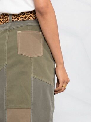 Pinko Belted Patch-Work Midi Skirt