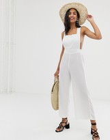Thumbnail for your product : Fashion Union fiesta white beach jumpsuit in white