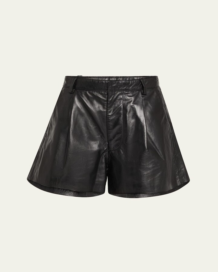 R 13 Loose Leather Shorts