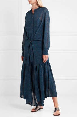 Etoile Isabel Marant Javene Printed Chiffon Maxi Dress - Blue