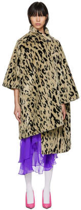 Balenciaga Beige Leopard Pulled Opera Coat