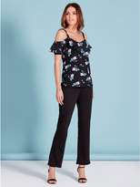 Thumbnail for your product : M&Co Floral spot cold shoulder top