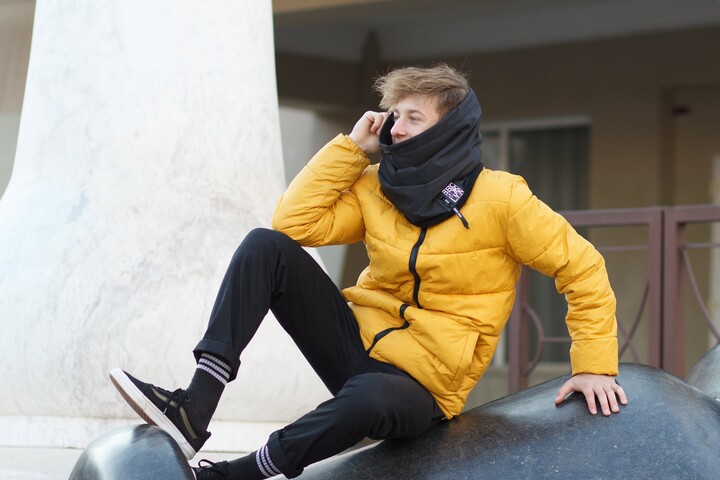 Etsy Winter Hooded Scarf Waterproof Snood Black Rainproof