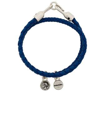 Diesel braided logo-charm bracelet