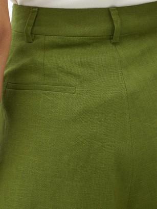 Emilia Wickstead Reggie High-rise Pleated Linen Shorts - Khaki
